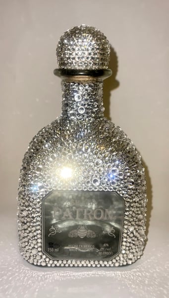 Rhinestone Patron Silver Bottle